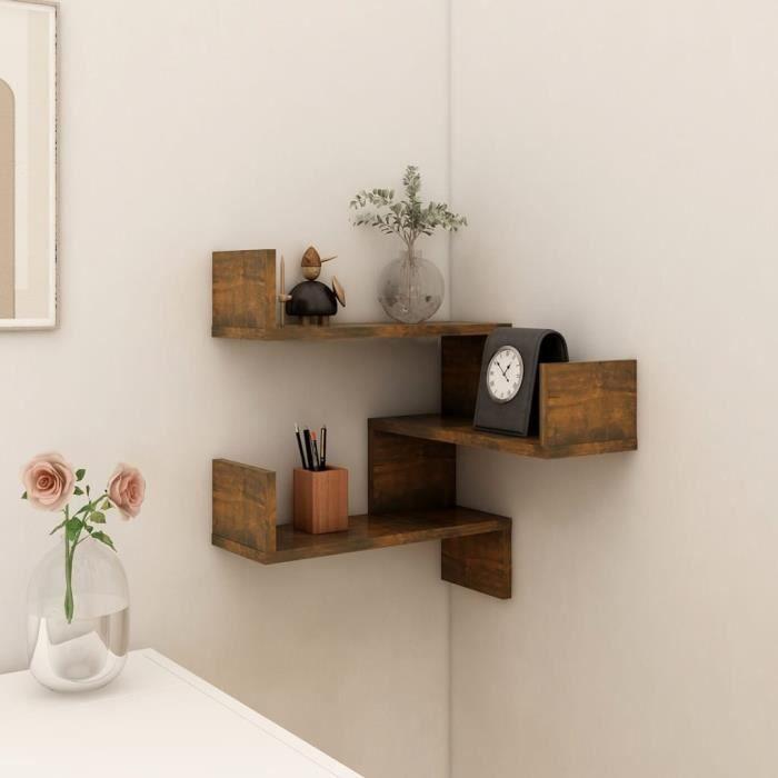 VidaXL Étagère d'angle murale Chêne fumé 40x40x50 cm Bois d'ingénierie 815204