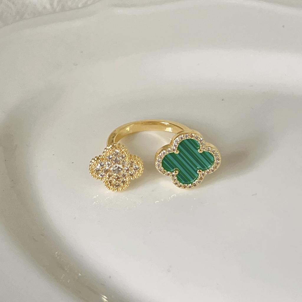 Klee-Ring für Damen, Nische, leichter Luxus, hochwertig, nicht verblassend, Zeigefingerring, schlichter und vielseitiger Ring