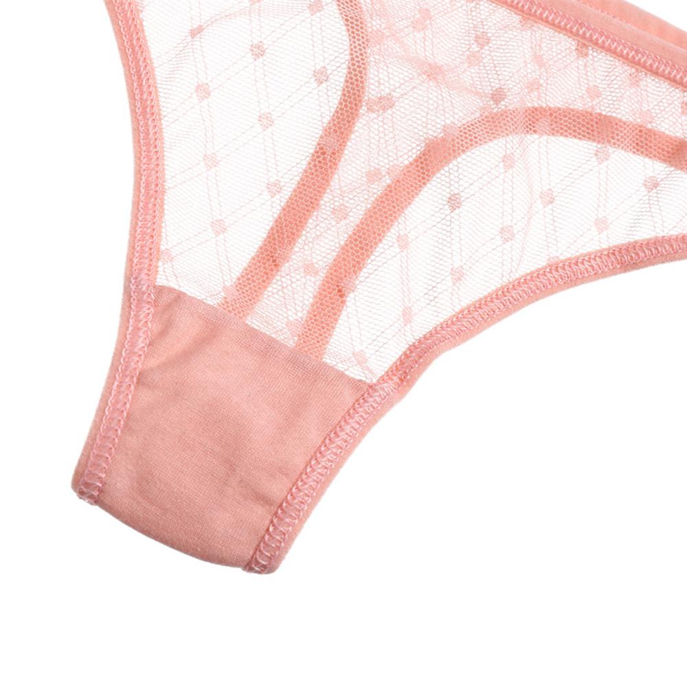 Underwear Size M-XL Low-Waist T-back Transparent Lace Briefs Lace Thongs Sexy G-string Dots Panties