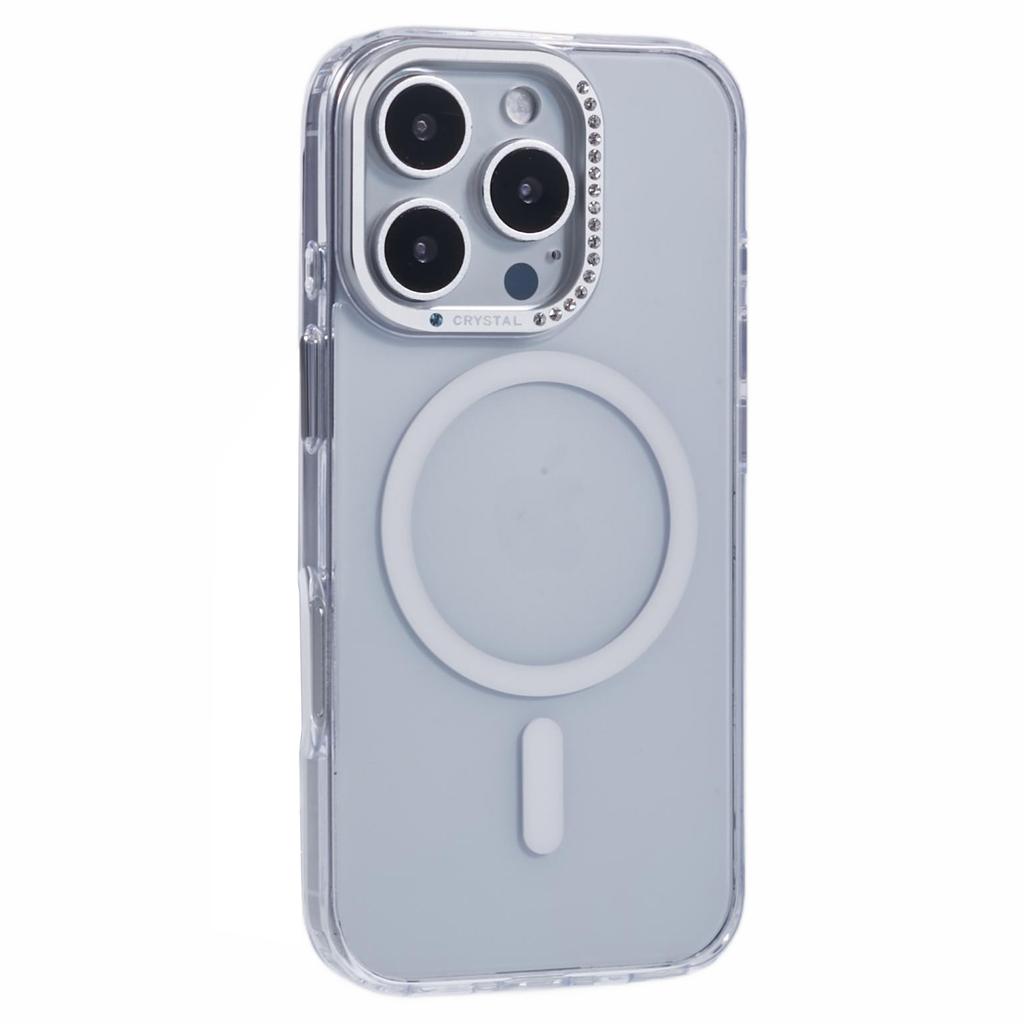 For iPhone 16 Pro Max Case Compatible with MagSafe TPU+PC Phone Back Cover Rhinestone Decor