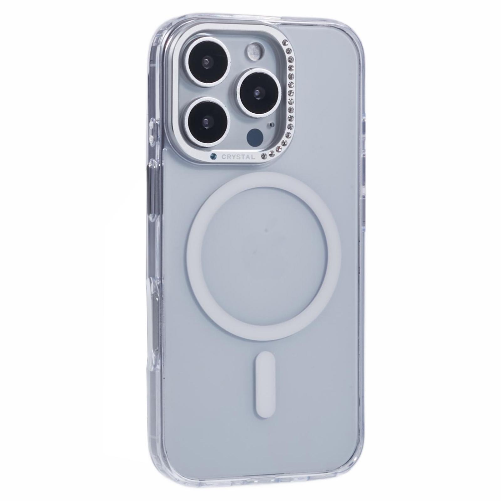 

For iPhone 16 Pro Max Case Compatible with MagSafe TPU+PC Phone Back Cover Rhinestone Decor Transparent