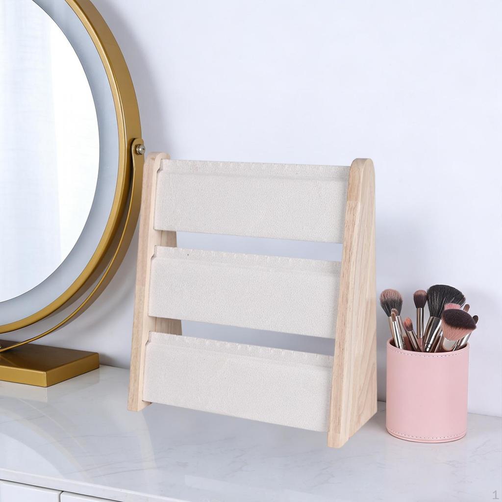 3 Tier Necklace Display Stand Chains Holder Wood Freestanding Jewelry Organizer Rack for