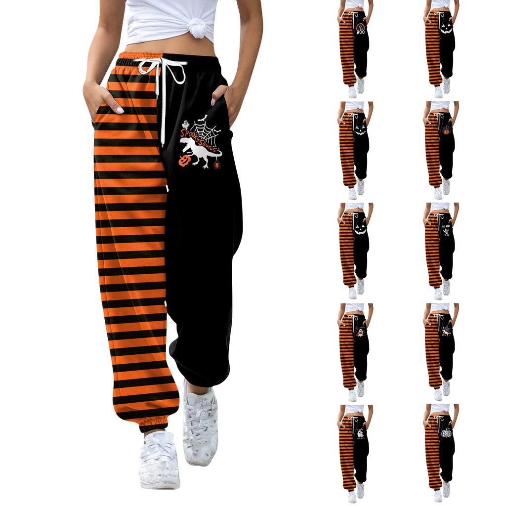 Barn Sport Halloween Dag Trykt Gradient Snøring Lomme Casual Joggebukser Bukser