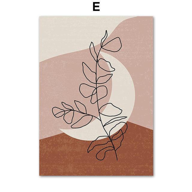 Abstrakte Mädchen Gesicht Blatt Sonne Mond Berg Nordic Poster Und Drucke Wand Kunst Leinwand Malerei Wand Bilder Für Wohnzimmer Dekor