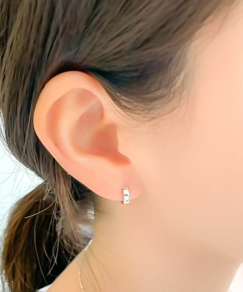 Alleun Silver 925 3Mm Square One-Touch Earrings