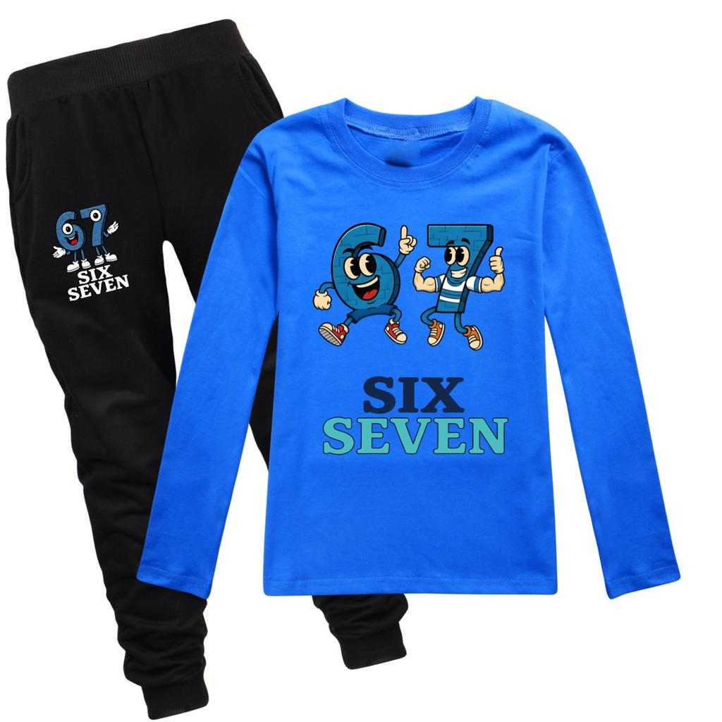 5225 Kinder Jungen Mädchen Steal a Brainrot 67 Print T-Shirt Hose Kleidung Set
