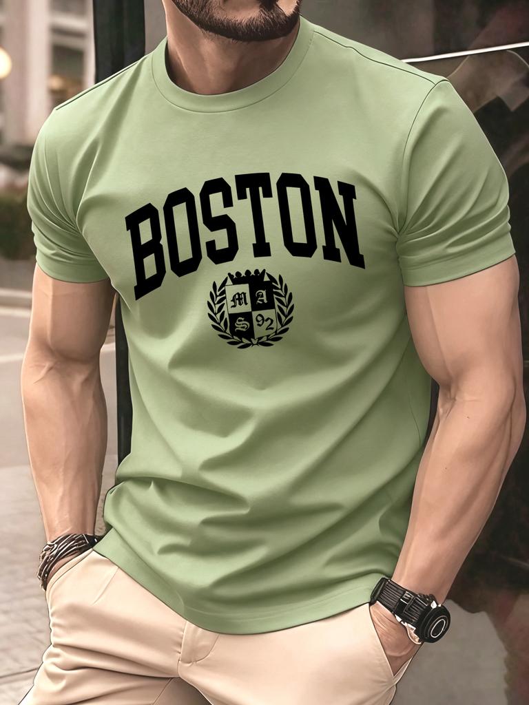 The Sacred Badge Of Boston Print Tee Shirts ONeck Loose Short Sleeve Trendy Cotton Sportswear Unisex Comfortable Summer TShirt