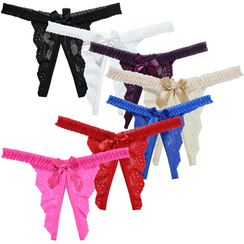 Damen Sexy Spitze String Ohne Schritt Versuchung Hohl Höschen Niedrige Taille T-Hose