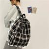 Spring New Korean Style Plaid Canvas Casual Backpack Simple Fashion Unisex Backpack