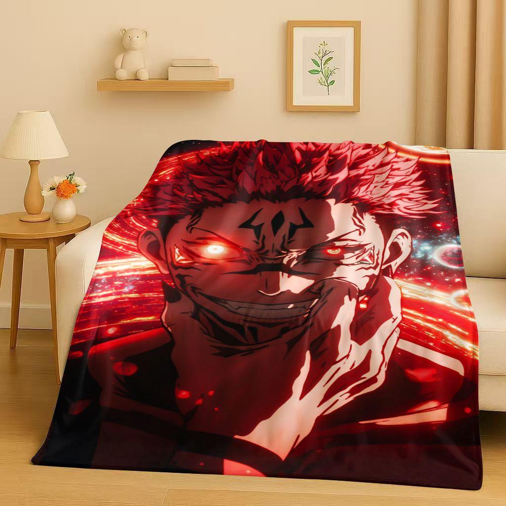 Anime Jujutsu Kaisen Cartoon Itadori Yuj Flanelldecke, Ultraweiche Warme Plüschdecke für Zuhause Schlafzimmer Bett Sofa Abdeckung Kindergeschenk