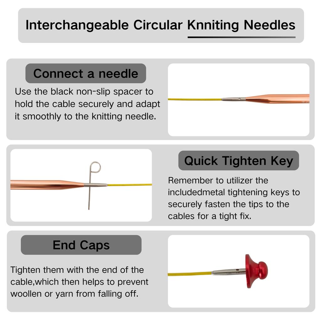 Aluminum Circular Knitting Needles Set Interchangeable Crochet Hooks Weaving Yarn Knitting Needle Kit Knitting Accessories
