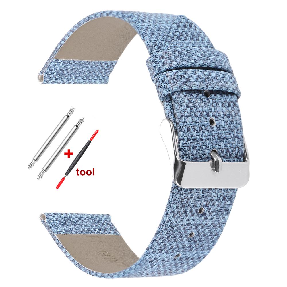Denim Watch Strap 20mm 22mm for Omega Business Watchband 18mm 24mm Blue Brown Fabric Wristband for Men Women Watches Accessories