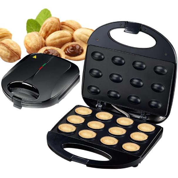 Walnut Cookie Maker 12 Holes, Electric Walnut Cake Mold Maker, Non Stick Oreshki Cookies Maker, Double-side Heating Mini Nut Cookies Maker Machine