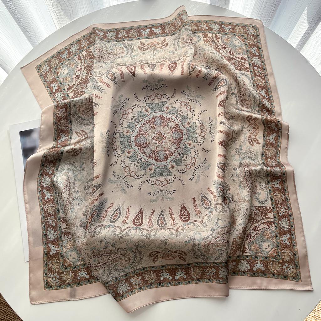 Design Print Square Silk Scarf Women Neckerchief Bandana Foulard Lady Shawl Scarves Wrap Head Hair Band Ties