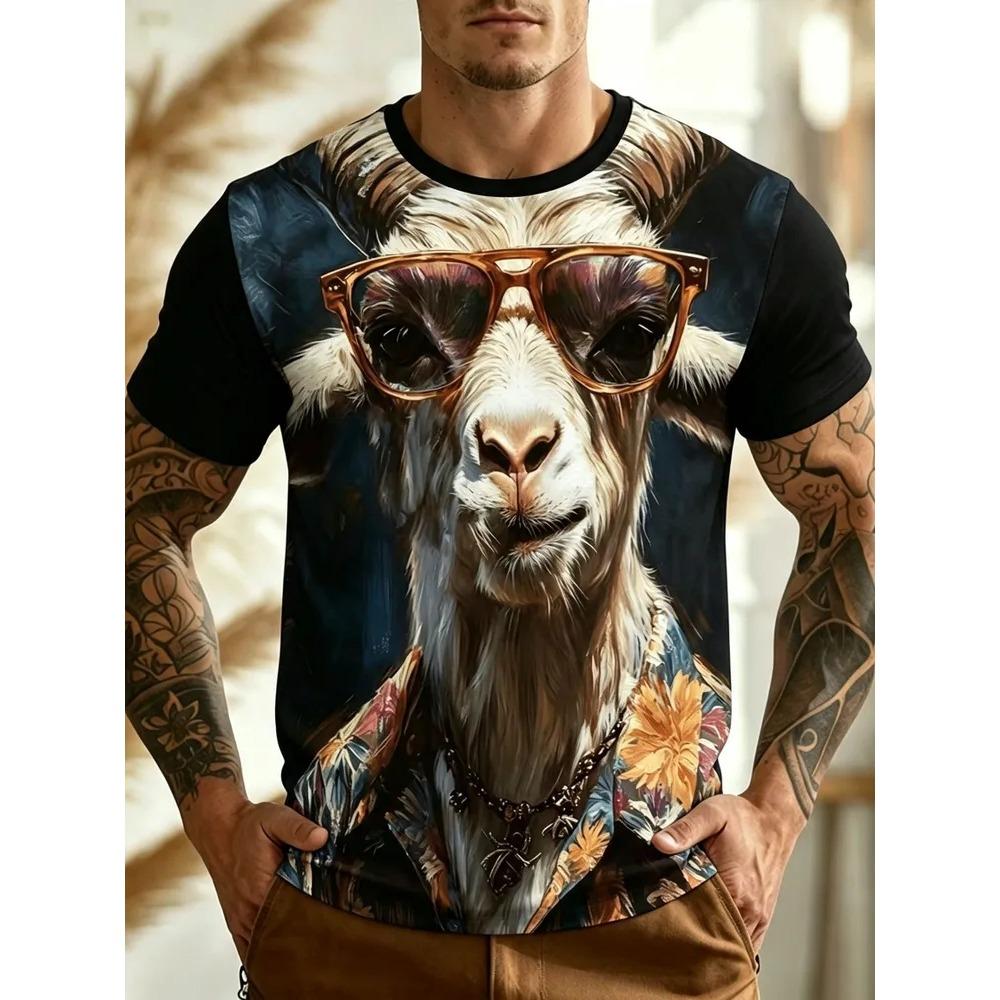 Tier Serie 3D Druck Herren T-Shirts Sommer Modisch Bequem Vielseitig Atmungsaktiv Sport T-Shirts Freizeit Rundhals Kurzarm T-Shirts