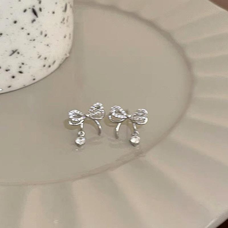 Bow-knot Stud Earrings Female Fashion Chic Earring Sweet Girl Women Jewelry Double Bow Earrings