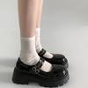 White round head thick heel platform small leather shoes women's 2025 new summer skirt versatile light mouth Mary Jane single shoes