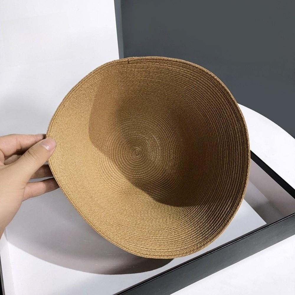 Foldable Straw Hat Breathable Bucket Hat Fashionable Bell-shaped Hat for Travel