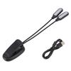 LED Desk Lamp Double Headed USB Rechargeable Clip Table Lamp for Dormitory Reading Piano Music Score Black