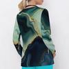 Women Plus Size Colorful Printed Nurse Scrub Top V Neck Long Sleeve With Front Pockets