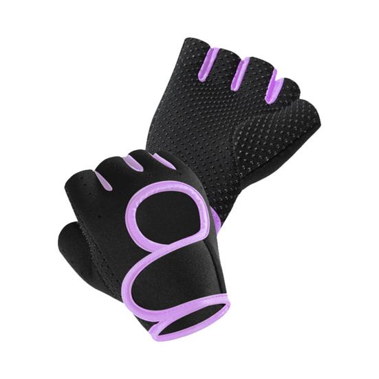 2Pcs Half Finger Sports Gloves Anti-slip Breathable Fingerless Gloves M фиолетовый