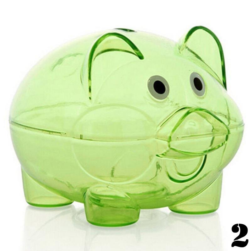 1 Pcs Pig Piggy Bank Transparent Plastic Money Saving Box Case Cartoon Pig Coin
