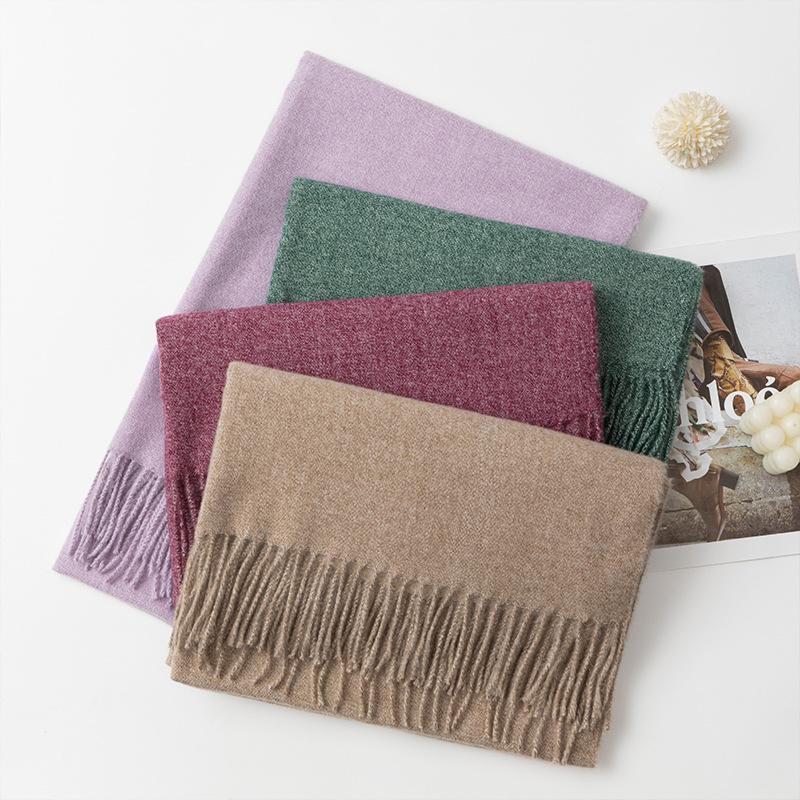 Solid Color Imitation Cashmere Scarf with Tassels - Unisex Winter Shawl