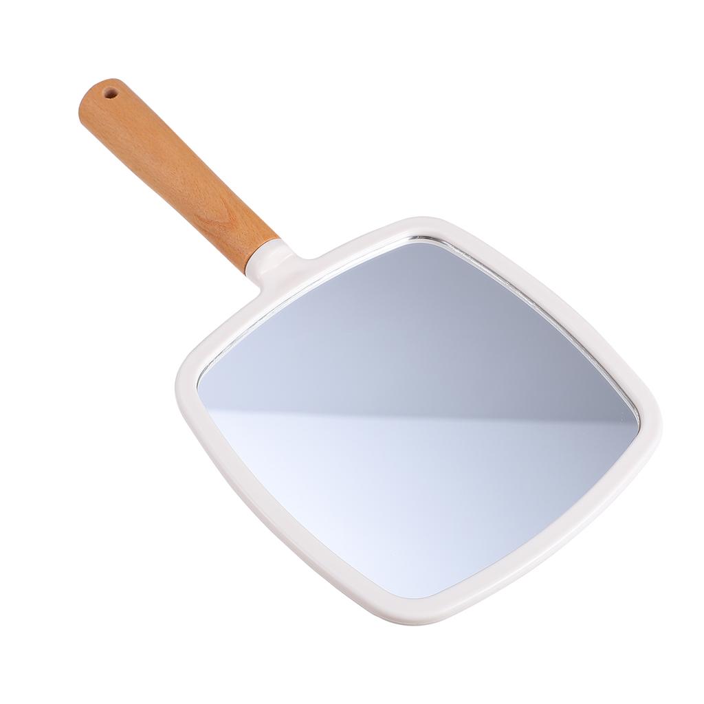 Handheld Makeup Mirror Vintage Mirror Portable Wood Makeup Mirror Square Hand Held Mirror for Men&