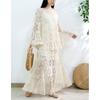 DIMANAF 2025 New Skirt Suit Women  Beach Short Sleeve Lace Knitting Hollow Out Sexy O-Neck Hollow Summer Tops Tees Loose Basic