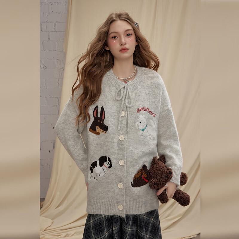 UNIFREE Women's Animal Jacquard Knit Cardigan