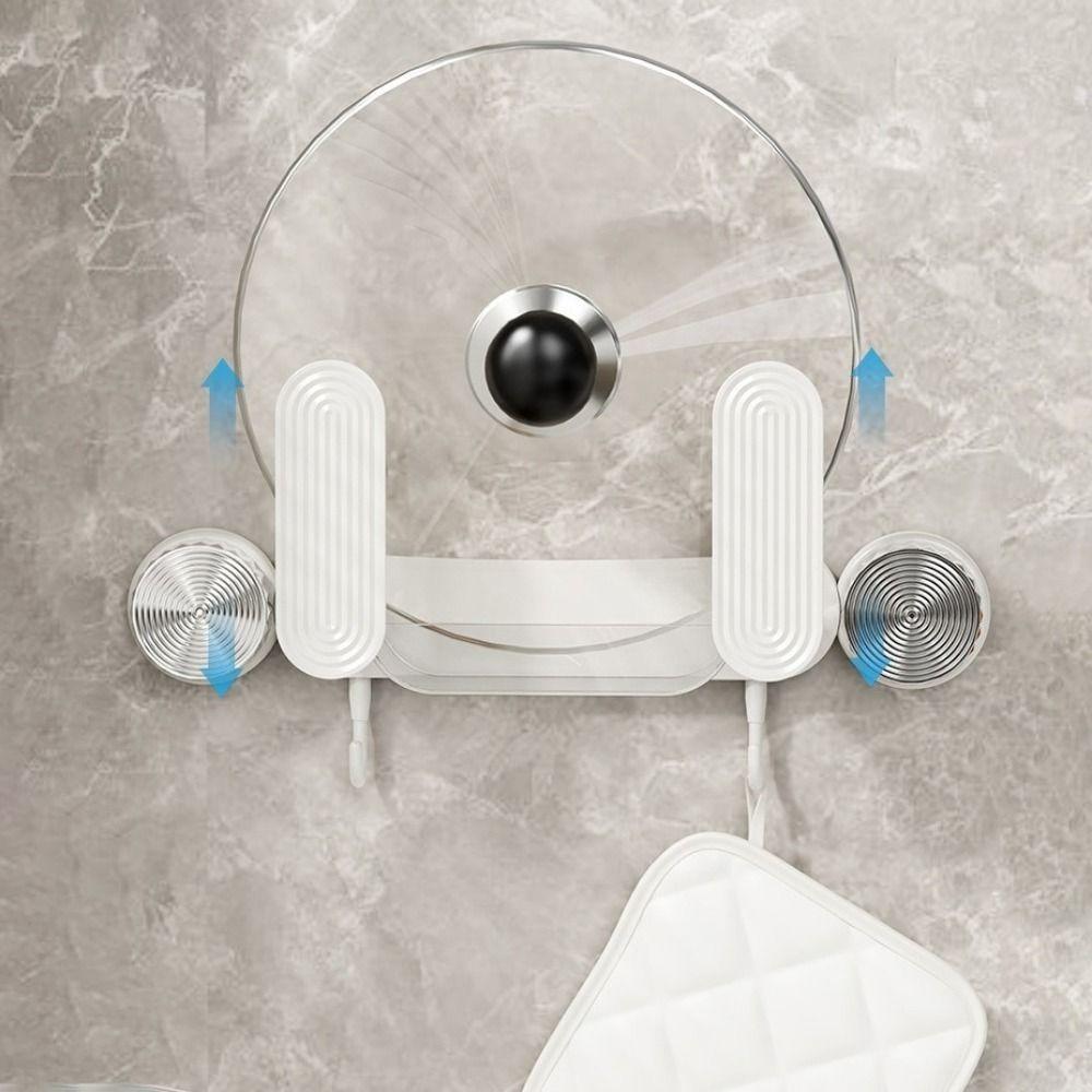 Plastic Suction Cup Pot Lid Holder Wall Mounted Cutting Board Holder Pot Cover Rack  for Home