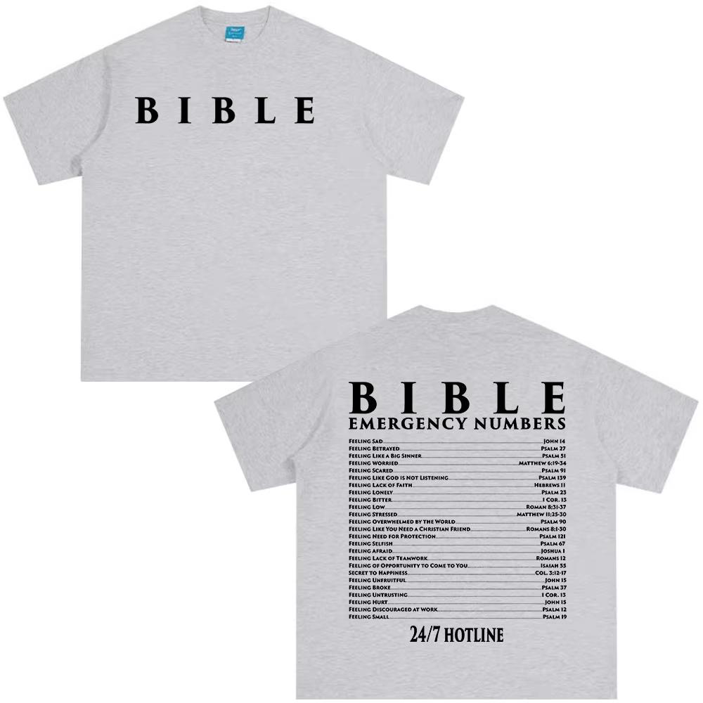 26 Funny Bible Emergency Numbers Tshirt Jesus God Faith Christian Unisex Women Fashion T Shirts T Shirt Streetwear
