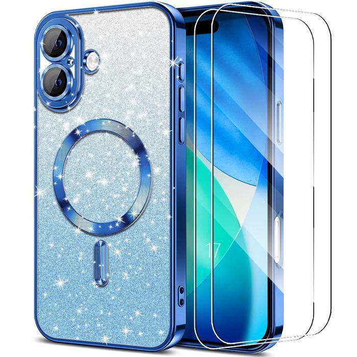 Coque de Protection - BOOLING - pour iPhone 17 - avec Cercle Magnétique Bleu - 2 Verres Trempés