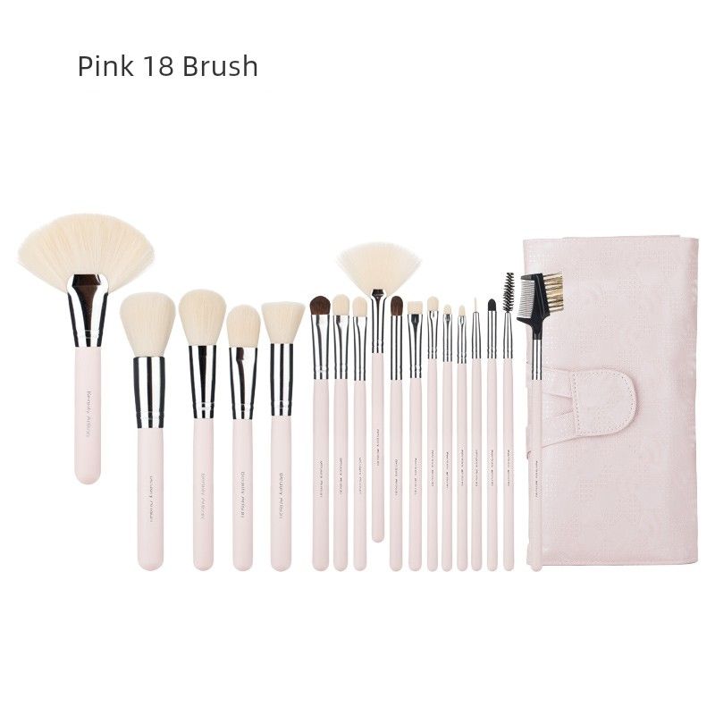 

Makeup Brush Suit Animal Hair 18 PCs Makeup Tools Full Set of Brushes Cosmetics Bag Eye Shadow Brush Man-made fiber Pink fiber wool 18 sets of brush