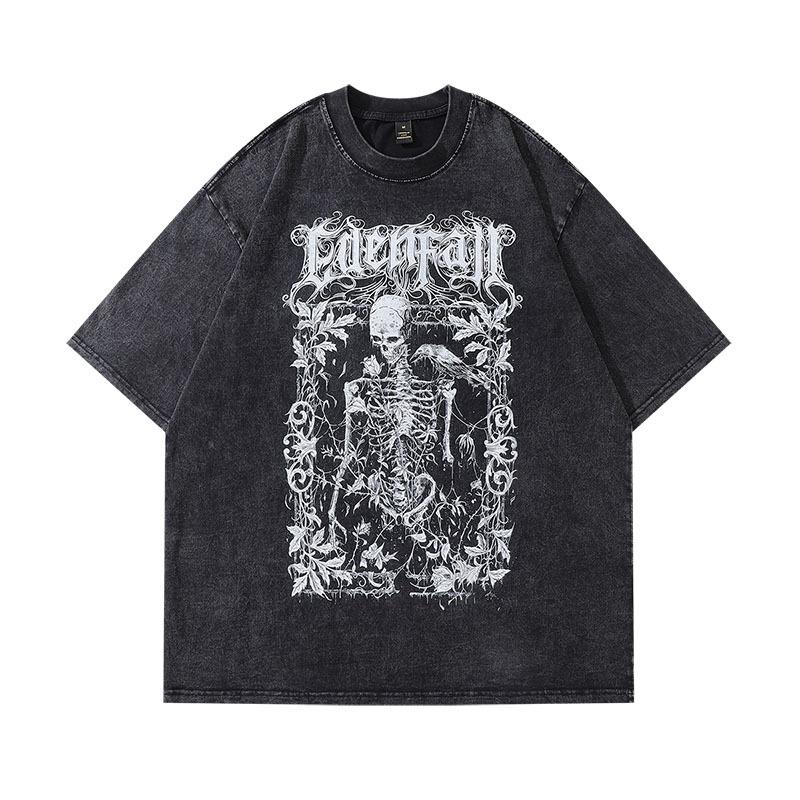 Harajuku Retro Animation Print Old Short-Sleeved T-Shirt Men And Women Street Hip-Hop Versatile Couple Half-Sleeved Tee Shirt