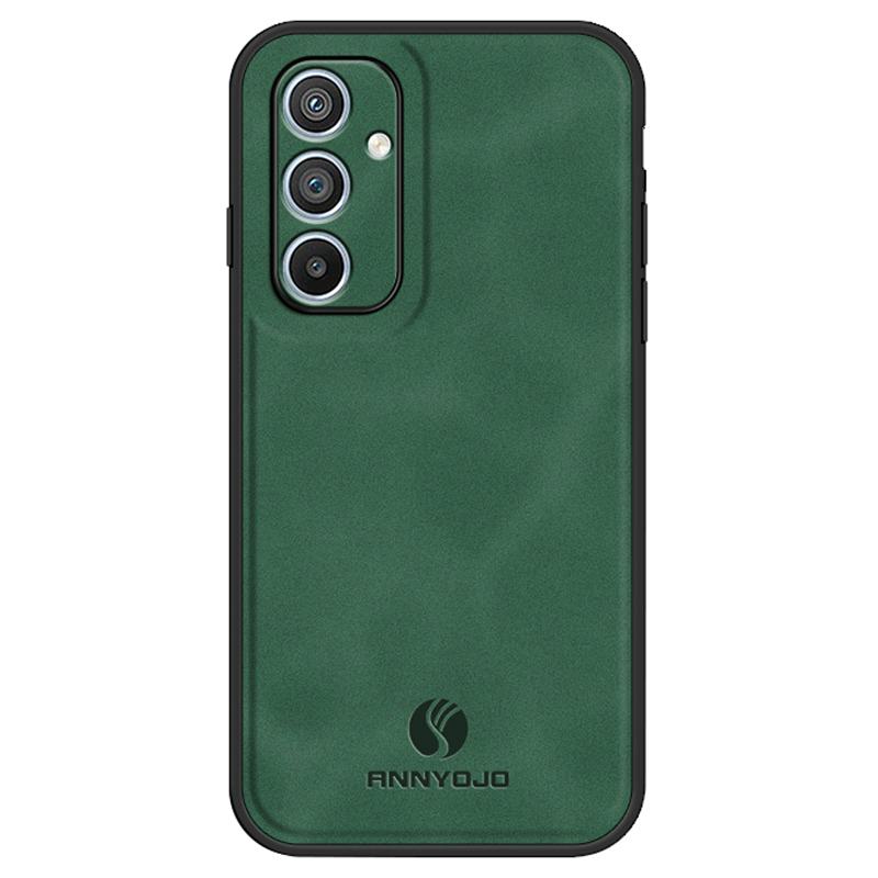

ANNYOJO For Samsung Galaxy A54 5G Phone Case PU Leather+PC+TPU Cover with Car Magnetic Holder Metal Sheet Green