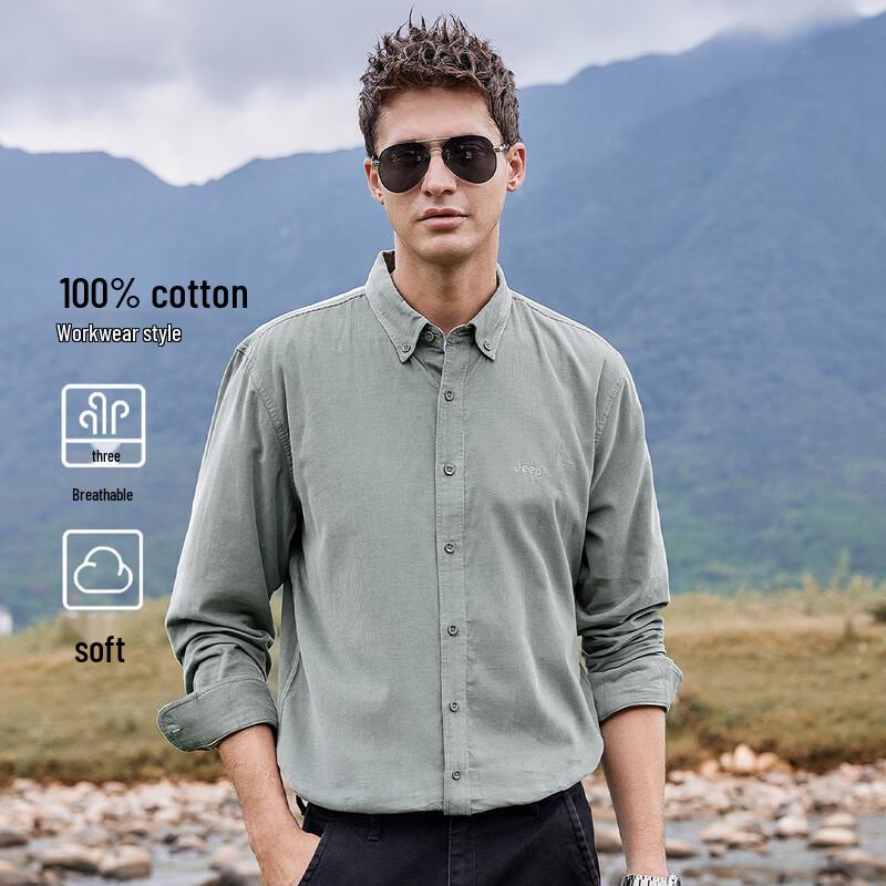 Jeep Men's Pure Cotton Long-Sleeve Shirt