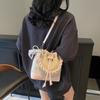 Hand Carrying Bucket Bag Women's New Fashion Pattern Drawstring Shoulder Bag Versatile Commuter Messenger Bag