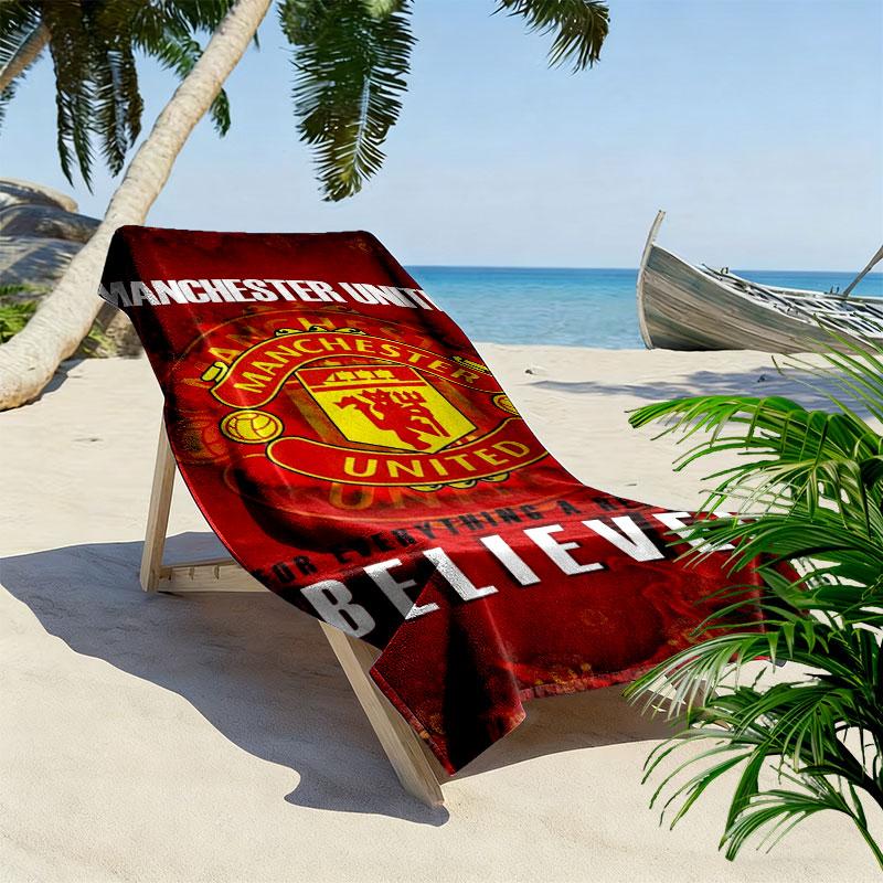 Manchester United F Print Beach Towel, Large Soft Quick Dry Towel for Beach Camping Swimming