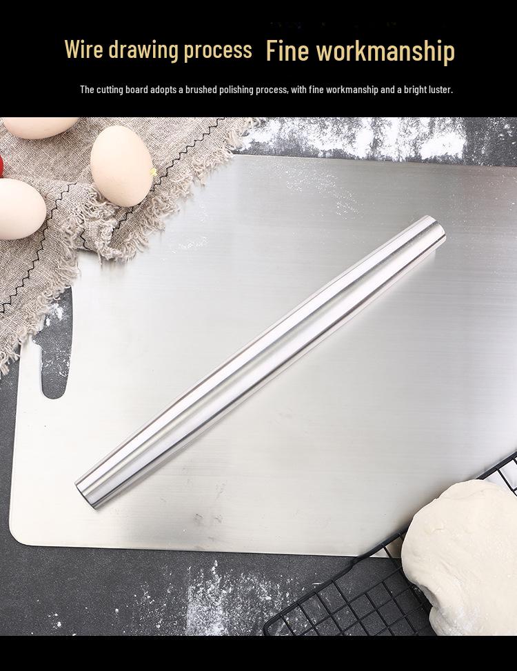 304 Stainless Steel Double-Pointed Rolling Pin for Dumpling and Pasta Baking