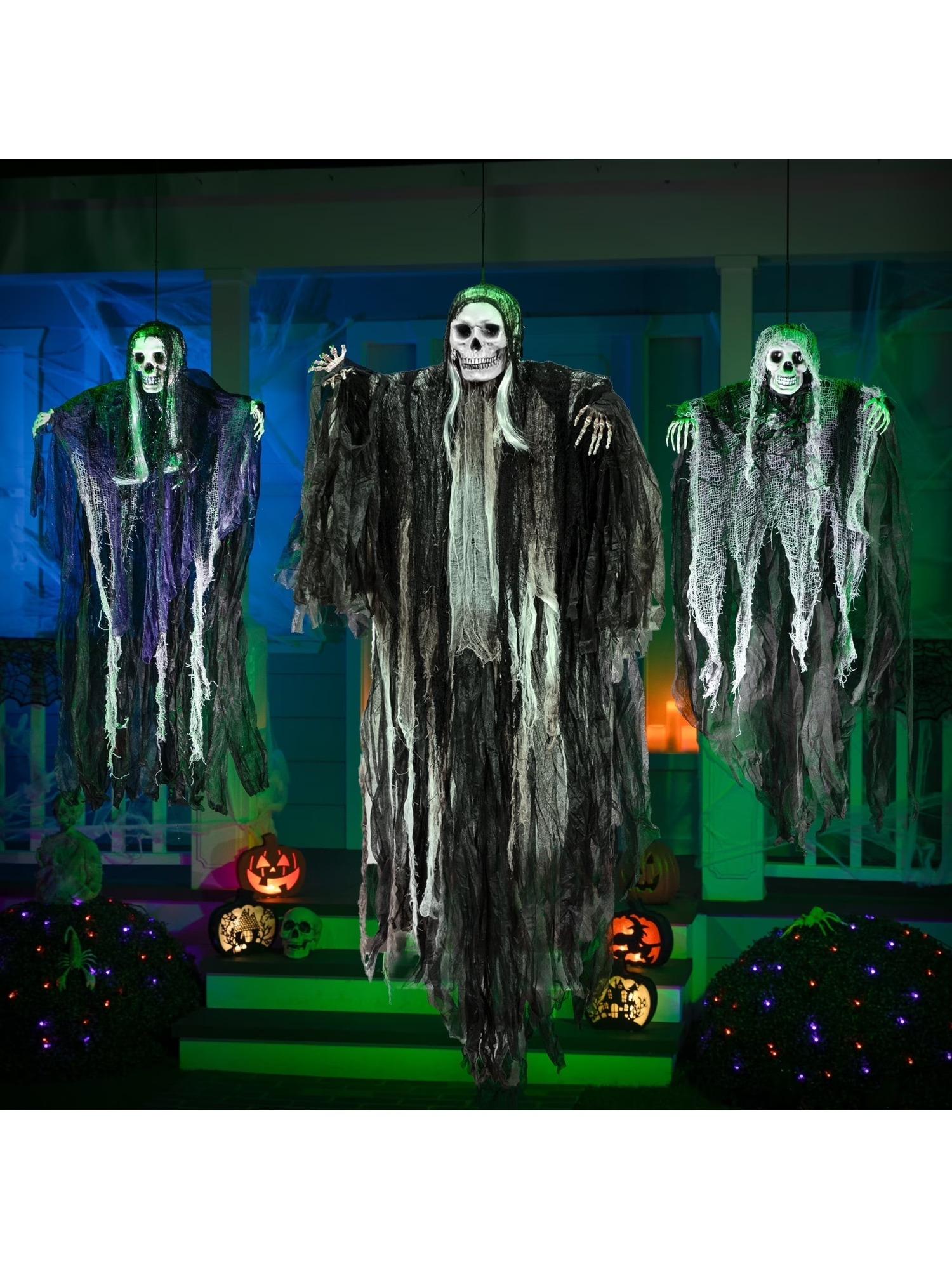 

Joyfy 3 Pack Scary Skeleton Ghosts Grim Reapers Halloween Hanging Ghost Decoration for Halloween Indoor Outdoor Yard Decorations