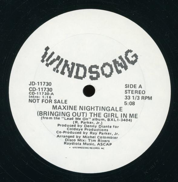 

12-дюймовая пластинка MAXINE NIGHTINGALE Bringing Out The Girl In Me Hid JD11730 Windsong Record 1979 US Soul Funk Б/у