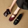 Fashion Women's new leather sheepskin round head metal accessory belt buckle soft and comfortable low heel retro Mary Jane single shoe