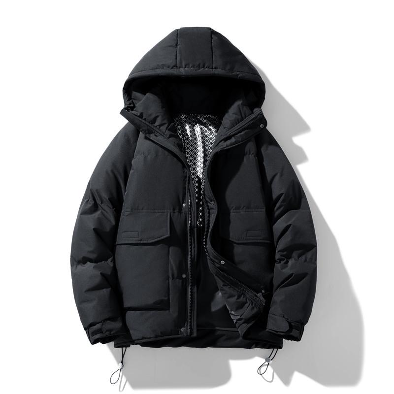 Men's 2025 Winter Down Jacket with Velvet, Hooded, Plus Size, Loose Fit for Teens and Students
