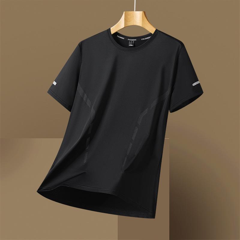 

Унисекс быстросохнущая футболка из ледяного шелка: Круглый вырез и короткий рукав, доступен большой размер 7XL чёрный