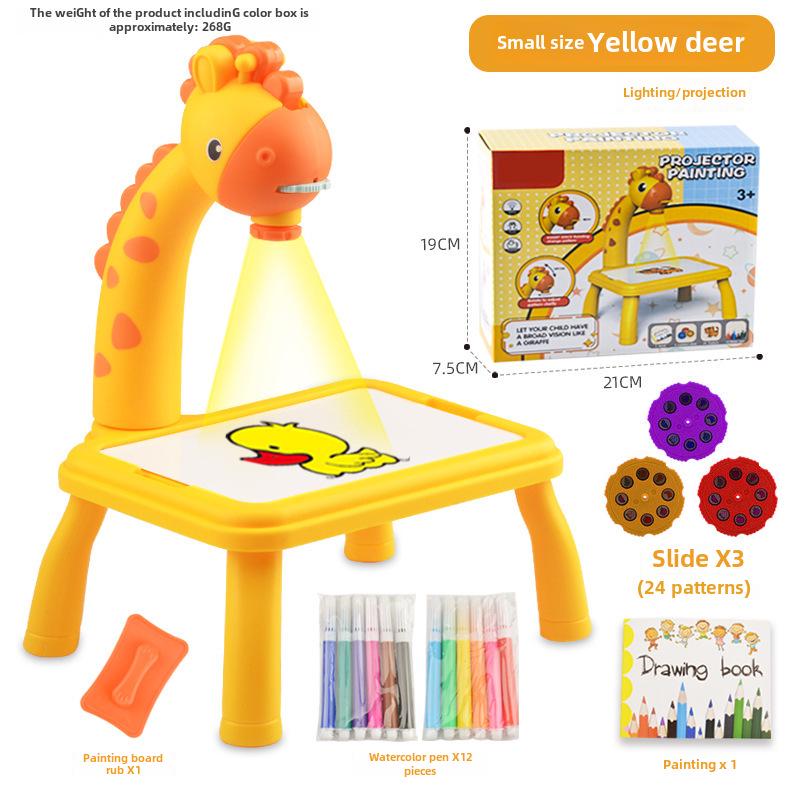 Deer-Shaped Projection Drawing Table with Sound & Light - Children's Graffiti and Writing Toy Set