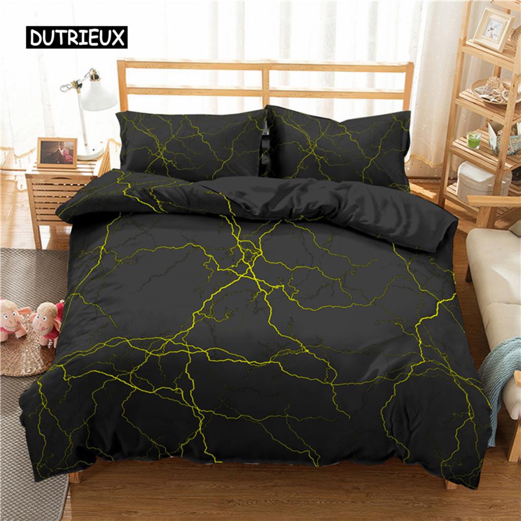 Lightning Duvet Cover Set Natural Phenomenon Bedding Set 3pcs for Kids Boys Thunder Comforter Cover Soft Polyester Quilt Cover