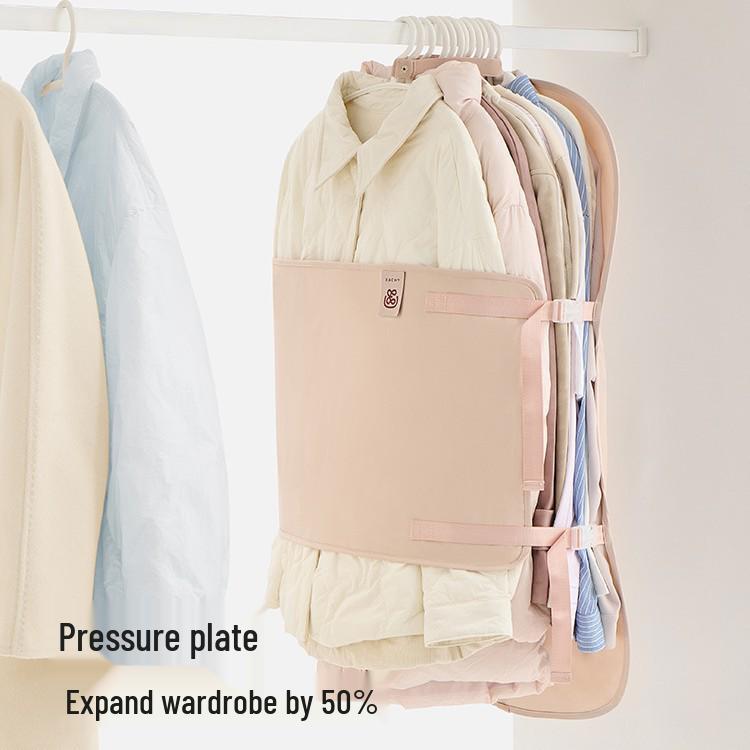Foldable Wardrobe Fabric Storage Bag for Clothes and Jackets, Polyester Dustproof Compression Organizer Wood Peach Pink