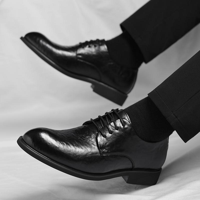 Fashion 2025 New Men Casual Business Shoes Elegant Men's Oxford Shoes Lace-Up Leather Dress Shoes for Men Comfortable Work Walking Flats