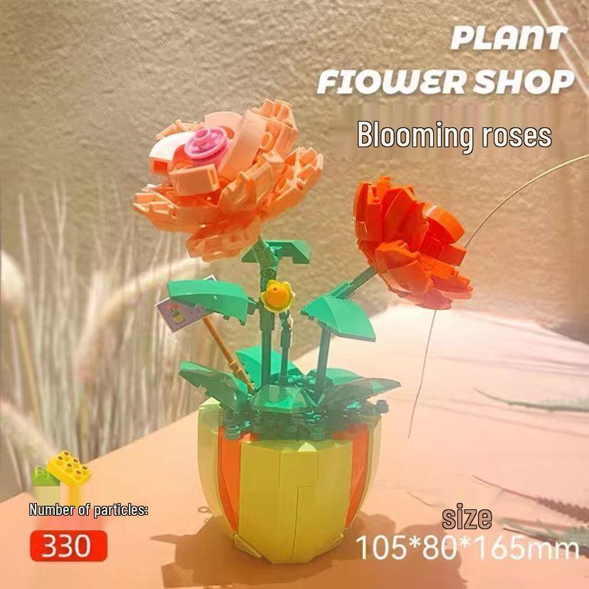 Bionic Eternal Flower Building Blocks: Sunflower and Rose Assembly Toy for Children